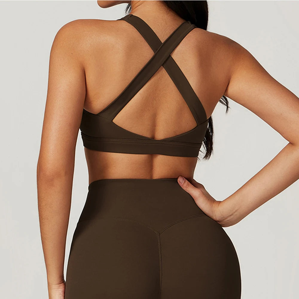 Women's Yoga Bra Sexy Sports Bra Push Up Fitness Cross Strap Shockproof Breathable Gym Top Female Vest Running Sports Underwear