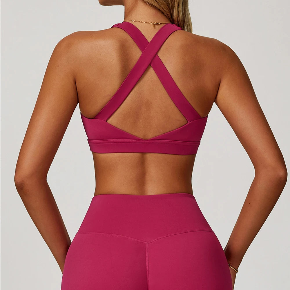 Women's Yoga Bra Sexy Sports Bra Push Up Fitness Cross Strap Shockproof Breathable Gym Top Female Vest Running Sports Underwear