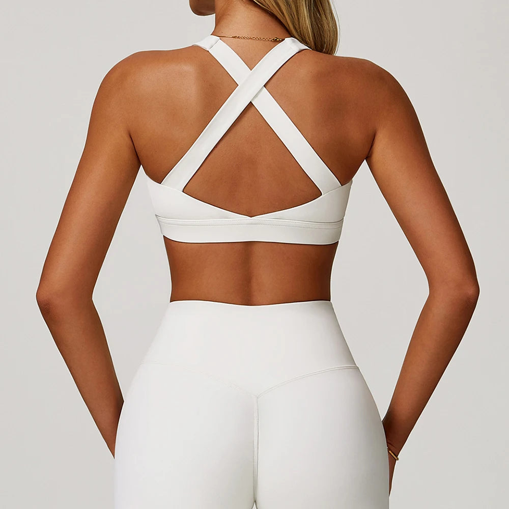 Women's Yoga Bra Sexy Sports Bra Push Up Fitness Cross Strap Shockproof Breathable Gym Top Female Vest Running Sports Underwear
