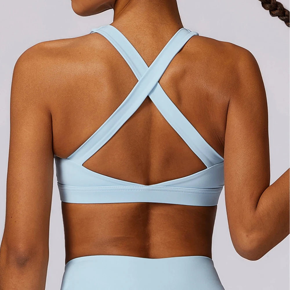 Women's Yoga Bra Sexy Sports Bra Push Up Fitness Cross Strap Shockproof Breathable Gym Top Female Vest Running Sports Underwear